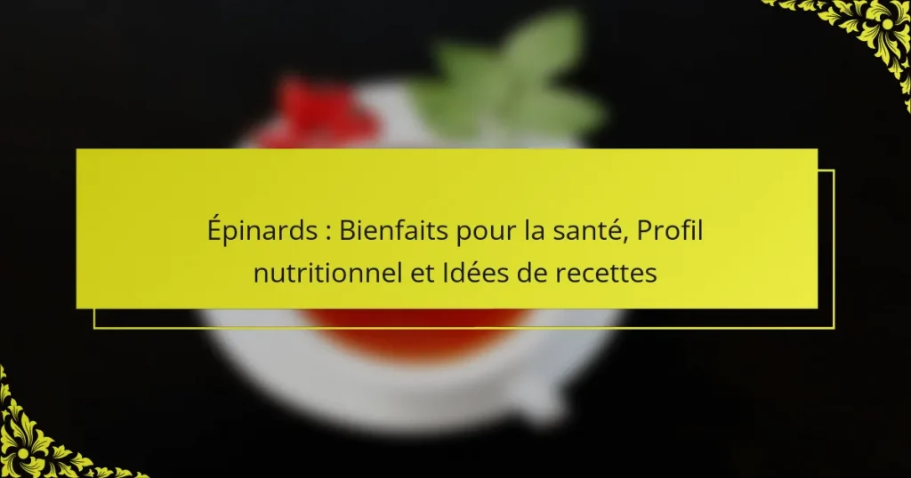 Épinards : Bienfaits pour la santé, Profil nutritionnel et Idées de recettes