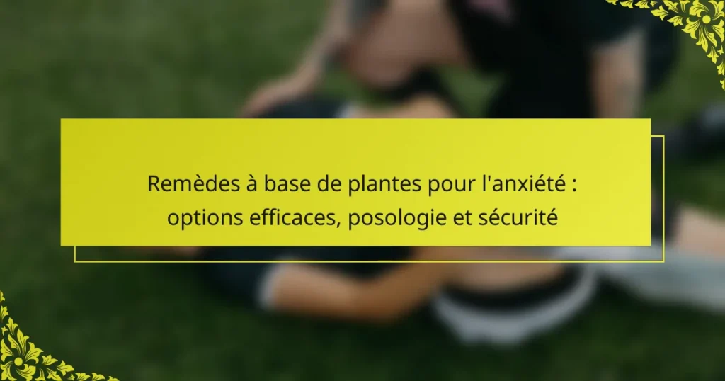 Remèdes à base de plantes pour l’anxiété : options efficaces, posologie et sécurité