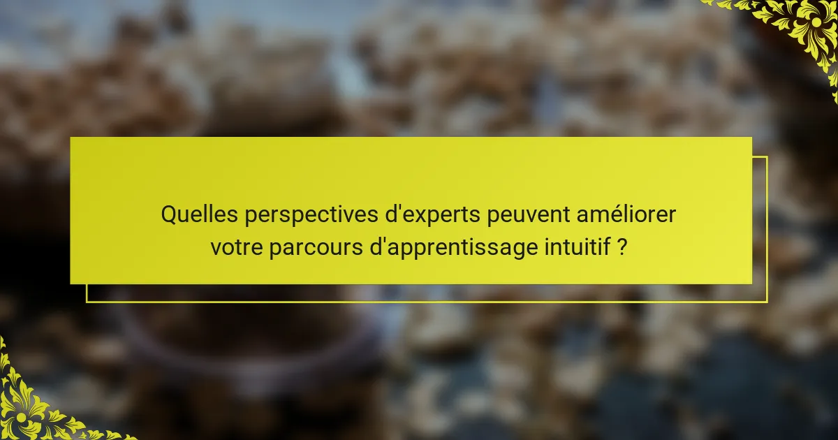 Quelles perspectives d'experts peuvent améliorer votre parcours d'apprentissage intuitif ?
