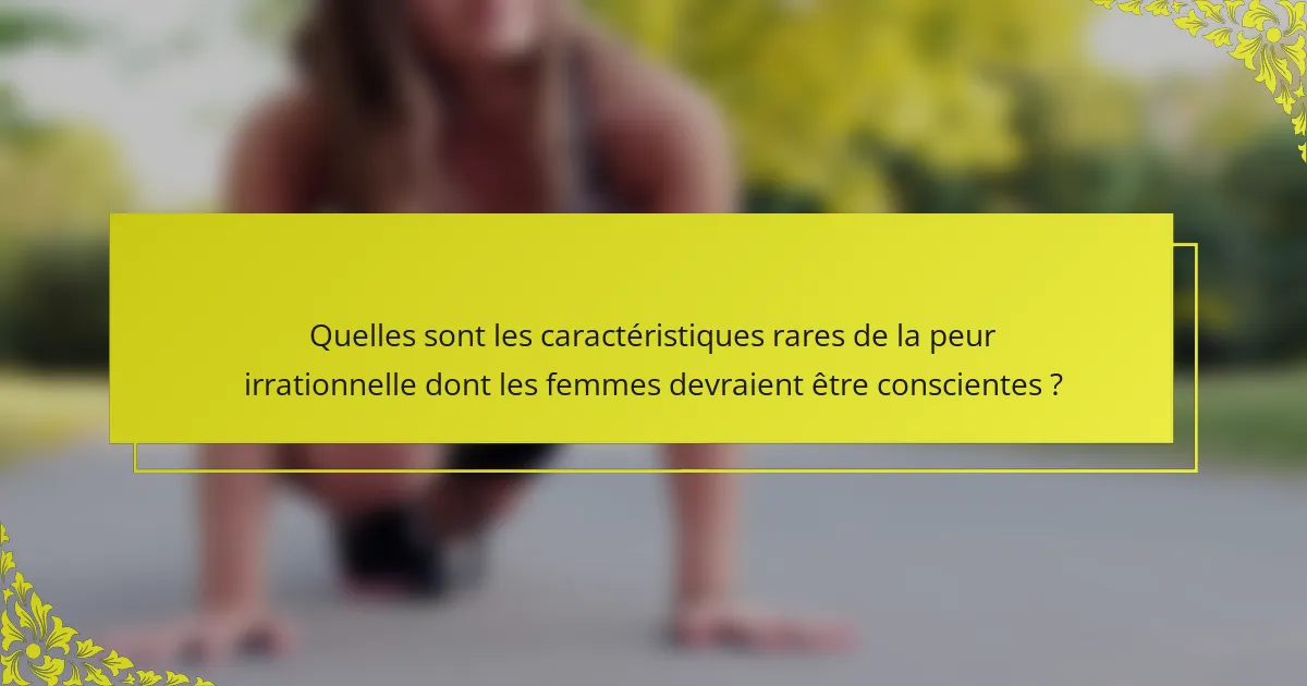 Quelles sont les caractéristiques rares de la peur irrationnelle dont les femmes devraient être conscientes ?